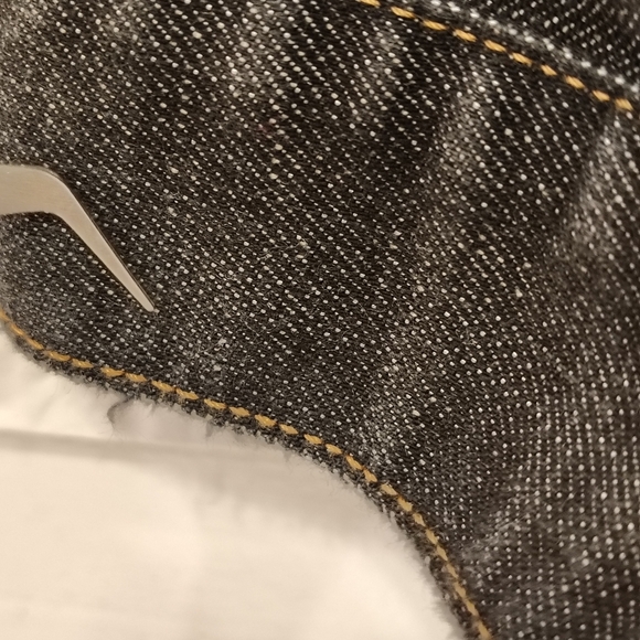 Chico's Platinum Jacket Dark Gray Denim Women Size 1 (Medium) Pleated Front - Picture 4 of 10